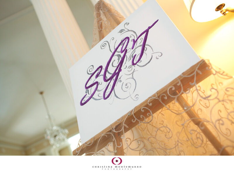 Purple and Gray Painted Canvas Wedding Monogram Edgeworth Club Sewickley