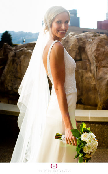 Laura Andrew Chatham Center Bride white and green bouquet Pittsburgh Wedding Photography