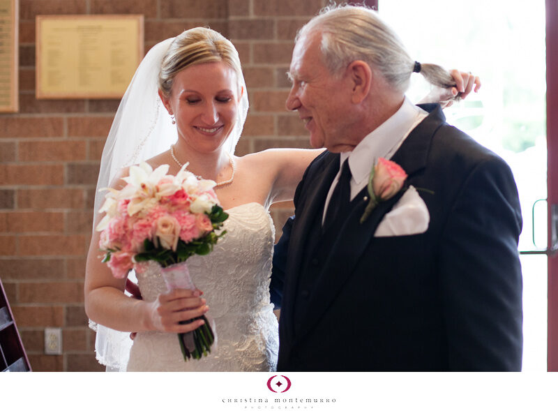Katy Justin Wedding Ceremony St Albert the Great Pittsburgh white rose and pink bouquet