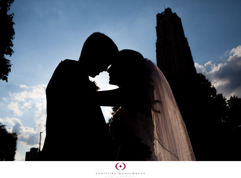 Rachel Chris Cathedral of Learning Silhouette Wedding Pittsburgh