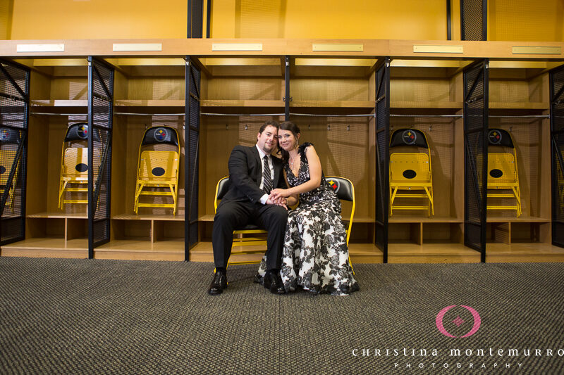 Bride And Groom Portrait In The Steelers Locker Room At