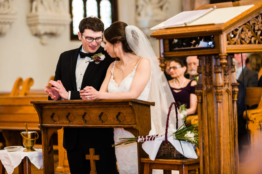 Bride and Groom Sharing a Moment at their Seton Hill University Wedding